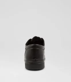 COLORADO Junior School Shoes-Solace Junior Matte Black Leather Lace Up Shoes