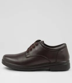 COLORADO Junior School Shoes-Solace Junior Matte Brown Leather Lace Up Shoes