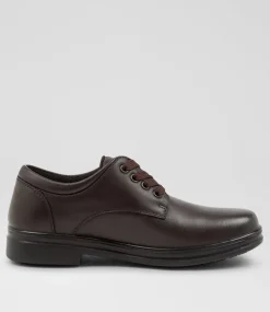 COLORADO Junior School Shoes-Solace Junior Matte Brown Leather Lace Up Shoes