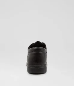 COLORADO Senior School Shoes-Solace Senior Matte Black Leather Lace Up Shoes