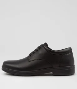 COLORADO Senior School Shoes-Solace Senior Matte Black Leather Lace Up Shoes