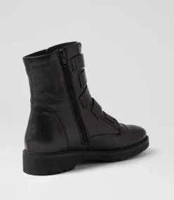 Women SUPERSOFT Boots-Solane Black Leather Ankle Boots