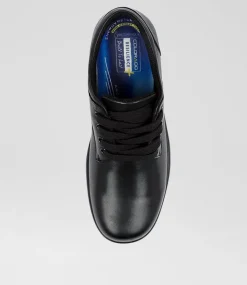 COLORADO Senior School Shoes-Solar Senior Black Leather Lace Up Shoes