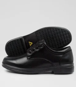 COLORADO Senior School Shoes-Solar Senior Black Leather Lace Up Shoes