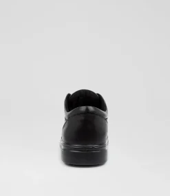 COLORADO Senior School Shoes-Solar Senior Black Leather Lace Up Shoes