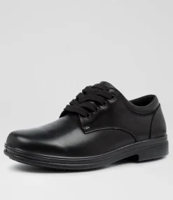 COLORADO Senior School Shoes-SOLAR SNR B BLACK LEATHER