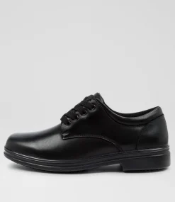 COLORADO Senior School Shoes-SOLAR SNR B BLACK LEATHER