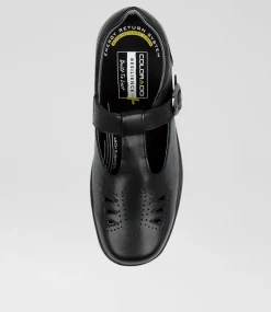 COLORADO Senior School Shoes-SPIRE SNR BLACK LEATHER
