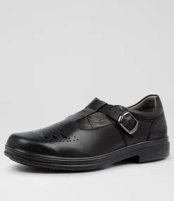COLORADO Senior School Shoes-SPIRE SNR BLACK LEATHER