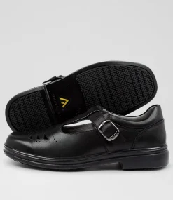 COLORADO Senior School Shoes-SPIRE SNR BLACK LEATHER