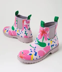 Women DIANA FERRARI Boots-Splashy Floral Gumboot Ankle Boots