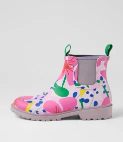 Women DIANA FERRARI Boots-Splashy Floral Gumboot Ankle Boots