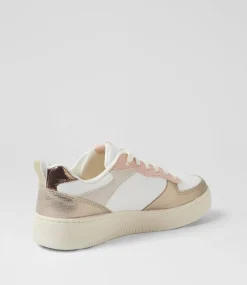 Women SKECHERS Sneakers-Sport Court 92 White Pink Gold Sneakers