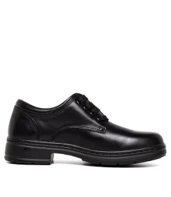 COLORADO Junior School Shoes-SSTRUCK JNR BLK LEATHER
