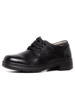 COLORADO Junior School Shoes-SSTRUCK JNR BLK LEATHER