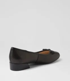 Women SUPERSOFT Comfort|Flats-Station Black Leather Flat Shoes