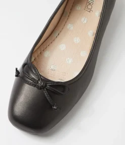Women SUPERSOFT Comfort|Flats-Station Black Leather Flat Shoes