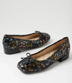 Women SUPERSOFT Comfort|Flats-Station Black Multi Suede Flat Shoes
