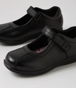 COLORADO Junior School Shoes-Stella Junior E Black Leather Mary Janes