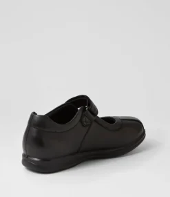 COLORADO Junior School Shoes-Stella Junior E Black Leather Mary Janes