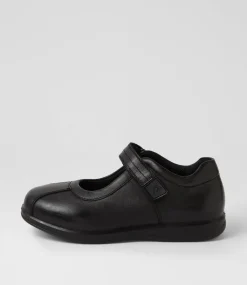 COLORADO Junior School Shoes-Stella Junior E Black Leather Mary Janes