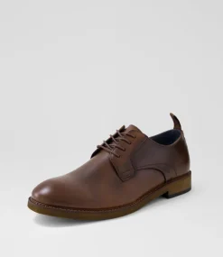 COLORADO Dress Shoes-Stokell Mocca Pull Up Leather Lace Up Flats