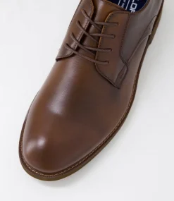 COLORADO Dress Shoes-Stokell Mocca Pull Up Leather Lace Up Flats