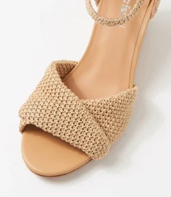 Women DIANA FERRARI Heels|Sandals-Strawberri Natural Woven Sandals