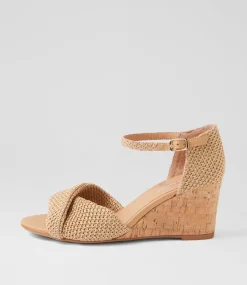 Women DIANA FERRARI Heels|Sandals-Strawberri Natural Woven Sandals