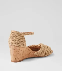 Women DIANA FERRARI Heels|Sandals-Strawberri Natural Woven Sandals