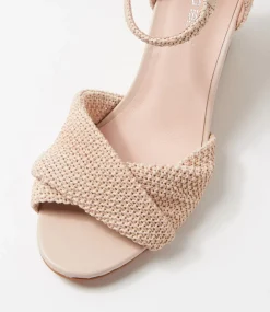Women DIANA FERRARI Heels|Sandals-Strawberri Nude Woven Sandals