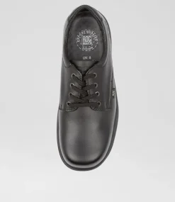 ROC Senior School Shoes-Strobe Senior Black Leather Lace Up Shoes