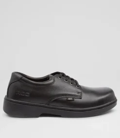 ROC Senior School Shoes-Strobe Senior Black Leather Lace Up Shoes