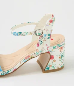 Women I LOVE BILLY Heels|Sandals-Strut White Botanic Patent Synthetic Sandals