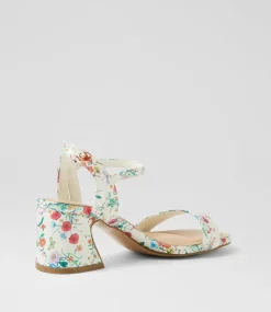 Women I LOVE BILLY Heels|Sandals-Strut White Botanic Patent Synthetic Sandals