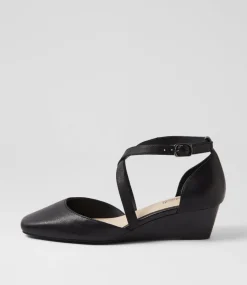 Women SUPERSOFT Heels-Sue Black Leather Heels