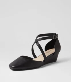 Women SUPERSOFT Heels-Sue Black Leather Heels