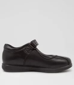 LYNX Junior School Shoes-Suki Black Leather Shoes