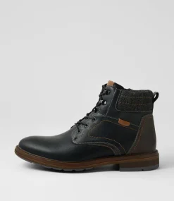 C88 by COLORADO Boots|Casuals-Summit Black Lace Up Boots