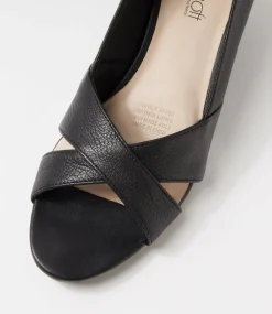 Women SUPERSOFT Comfort|Heels-Suranne Black Leather Sandals