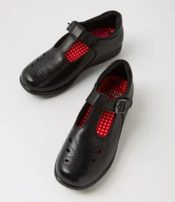 COLORADO Junior School Shoes-Suri Junior E Hello Kitty Black Leather Shoes