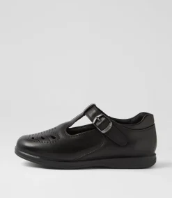 COLORADO Junior School Shoes-Suri Junior E Hello Kitty Black Leather Shoes