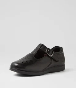 COLORADO Junior School Shoes-Suri Junior E Hello Kitty Black Leather Shoes