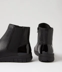 Women SUPERSOFT Boots|Comfort-Tailen Black Leather Patent Chelsea Boots