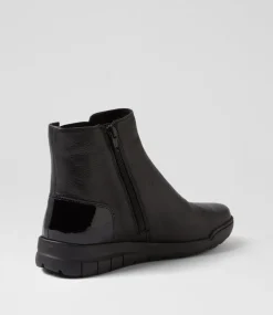 Women SUPERSOFT Boots|Comfort-Tailen Black Leather Patent Chelsea Boots