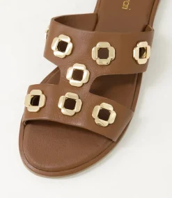 Women DIANA FERRARI Slides|Sandals-Tarala Tan Leather Slides