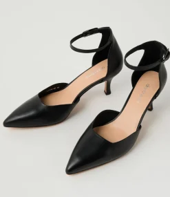 Women DIANA FERRARI Heels-Tartine Black Leather Heels