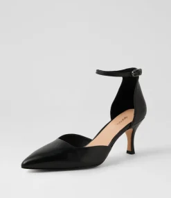 Women DIANA FERRARI Heels-Tartine Black Leather Heels