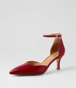 Women DIANA FERRARI Heels-Tartine Deep Red Leather Heels