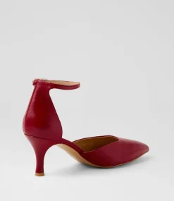 Women DIANA FERRARI Heels-Tartine Deep Red Leather Heels